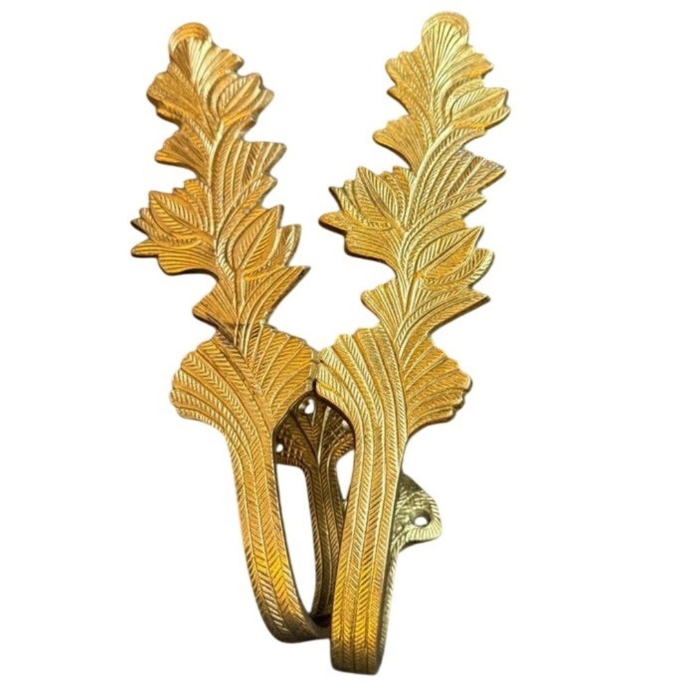Vintage Brass Curtain Tieback OS Gold Good Acanthus Leaf Plume India